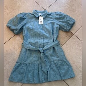 Crown & Ivy Blue Eyelet Mini Dress